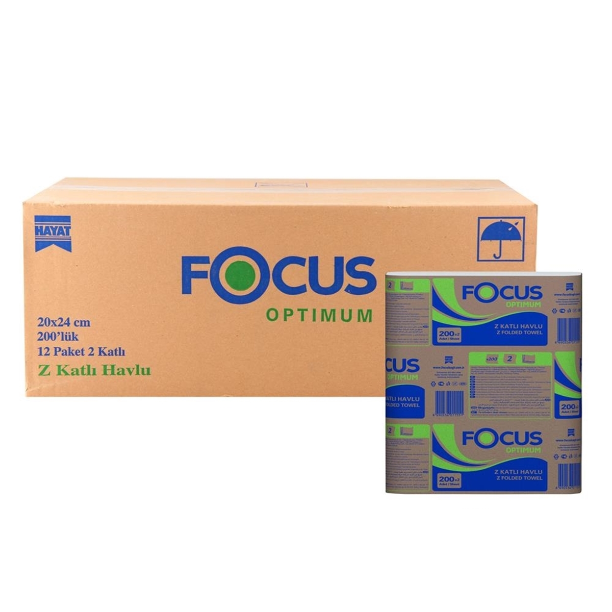 Focus Optimum Z Katlamalı Havlu 200 Yaprak x 12 Paket resmi