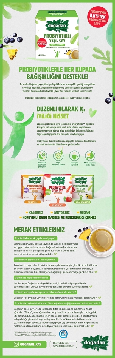 Doğadan Probiyotikli Yeşil Çay Acai Ananas 14'lü Paket 12'li Koli resmi