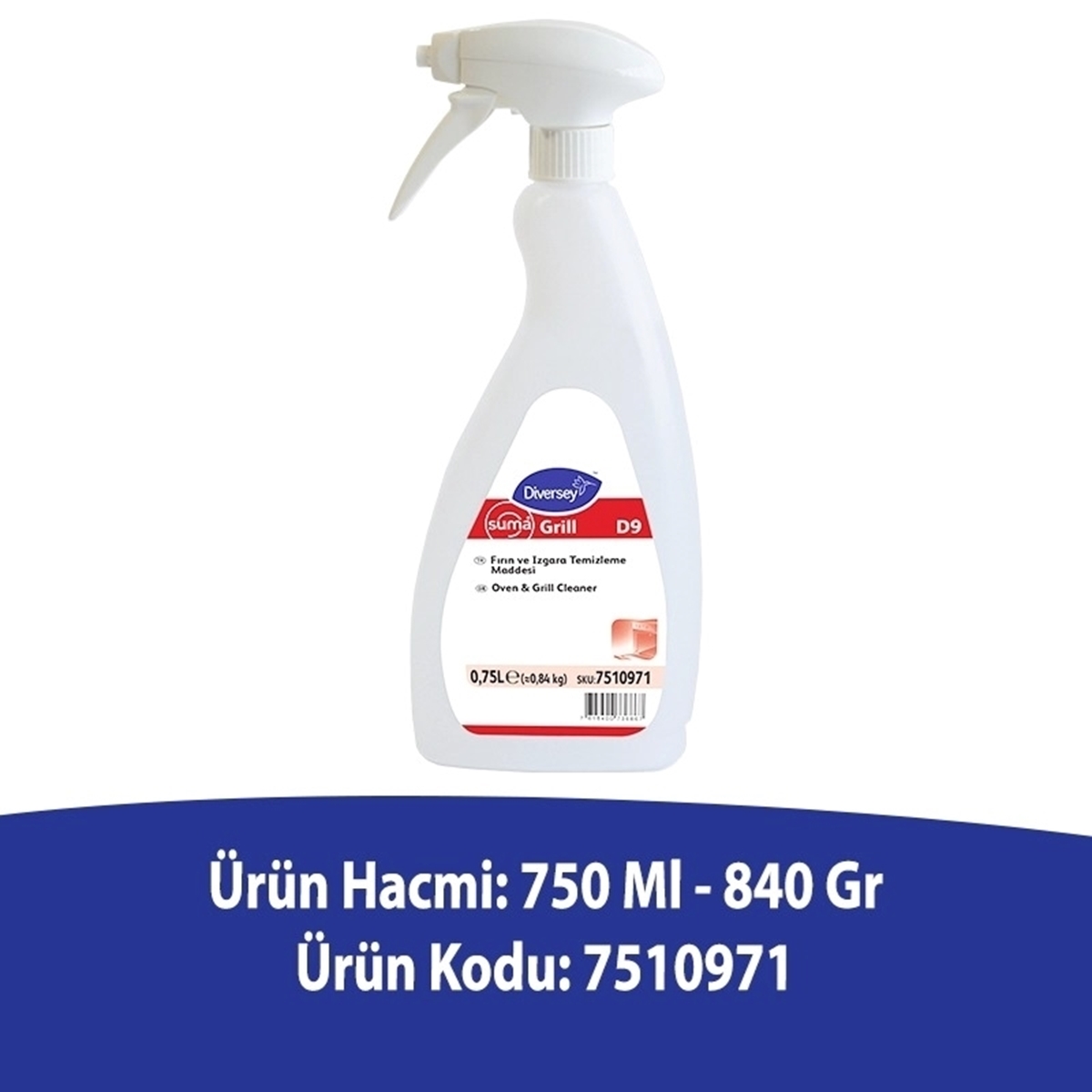 Diversey Suma Grill D9 750 ml - Sprey Yağ Çözücü ve Fırın Temizleyici resmi