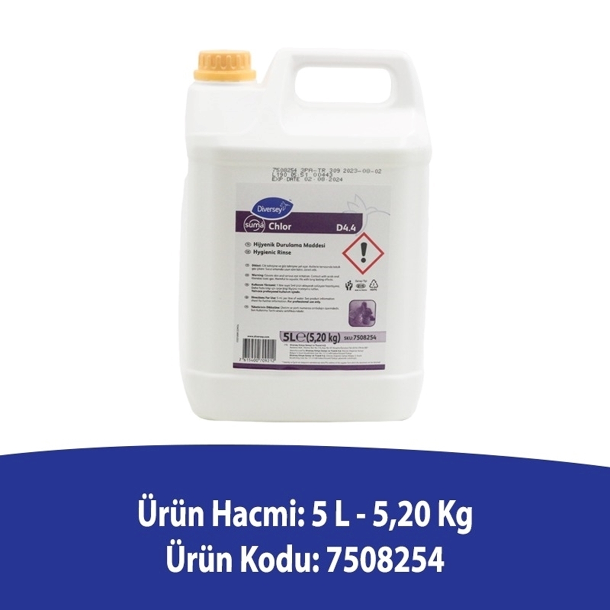 Diversey Suma Chlor D4.4 Hijyenik Meyve ve Sebze Durulama Maddesi 5 Litre resmi