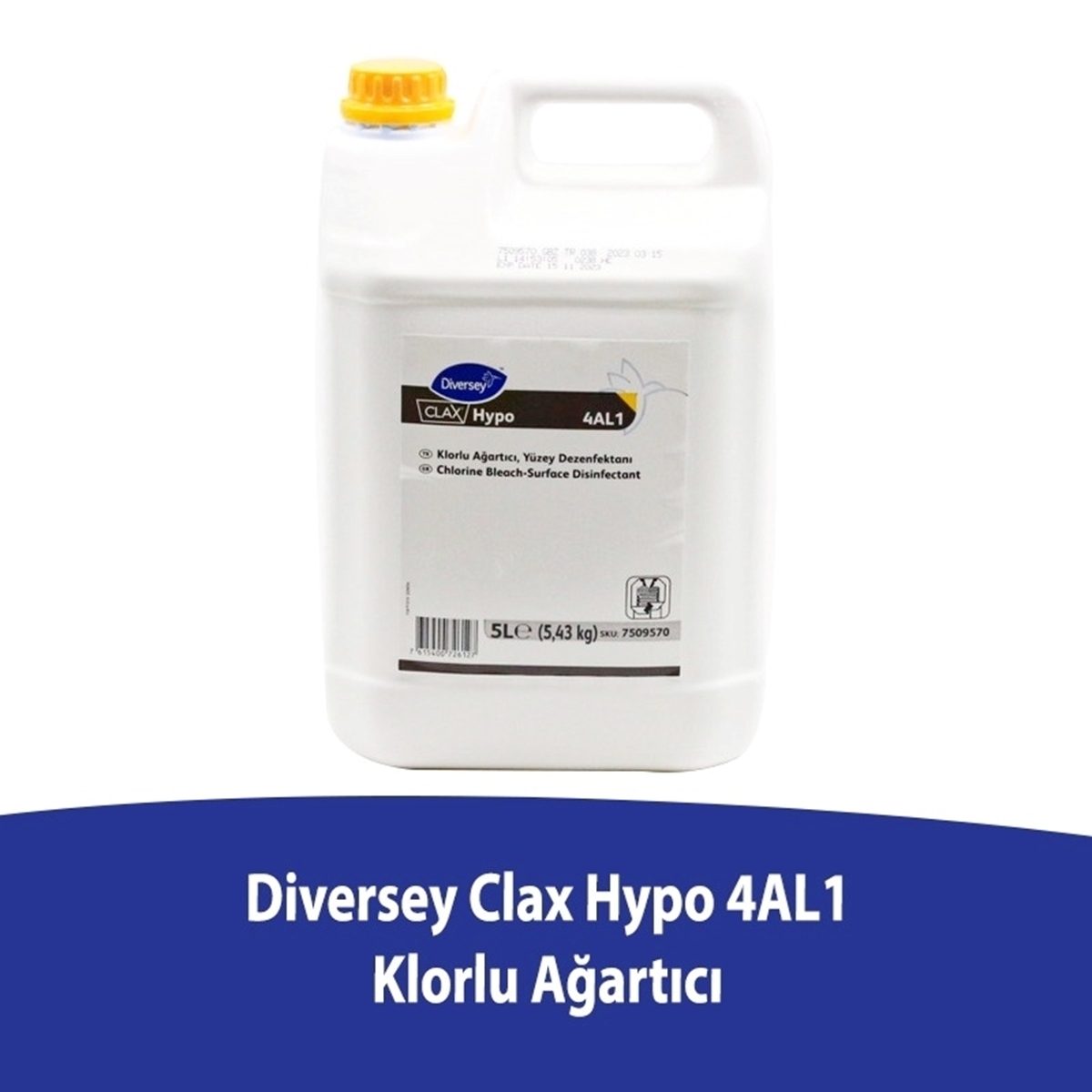 Diversey Clax Hypo 4AL1 Klorlu Ağartıcı 5 L resmi