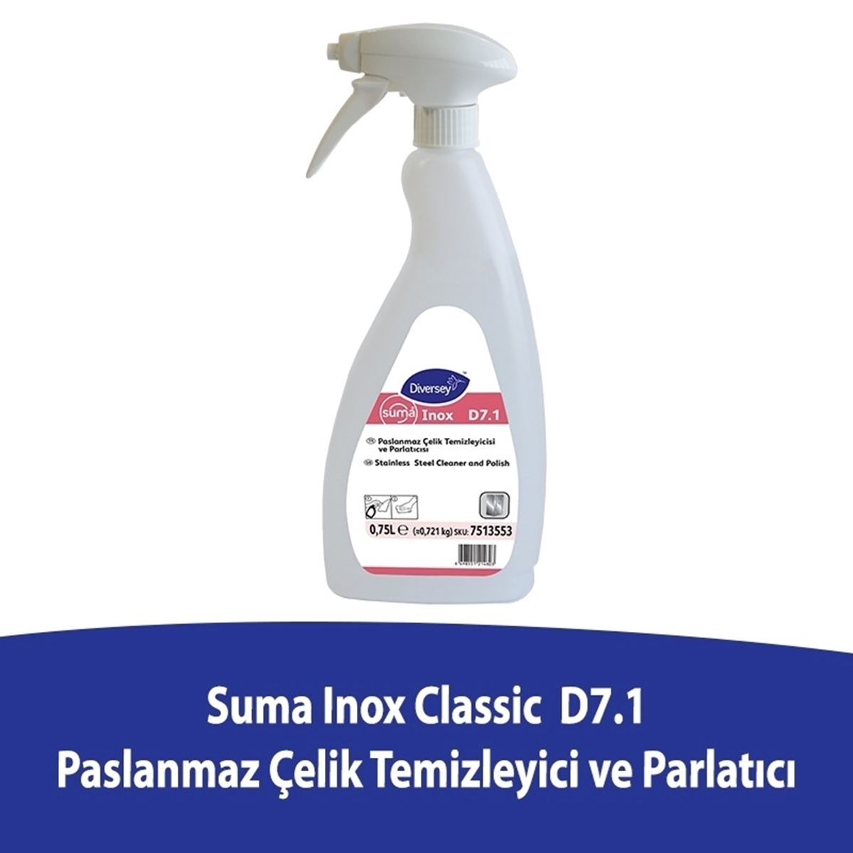 Diversey Suma Inox Classic D7.1 Paslanmaz Çelik Temizleyici ve Parlatıcı 0,75 L resmi