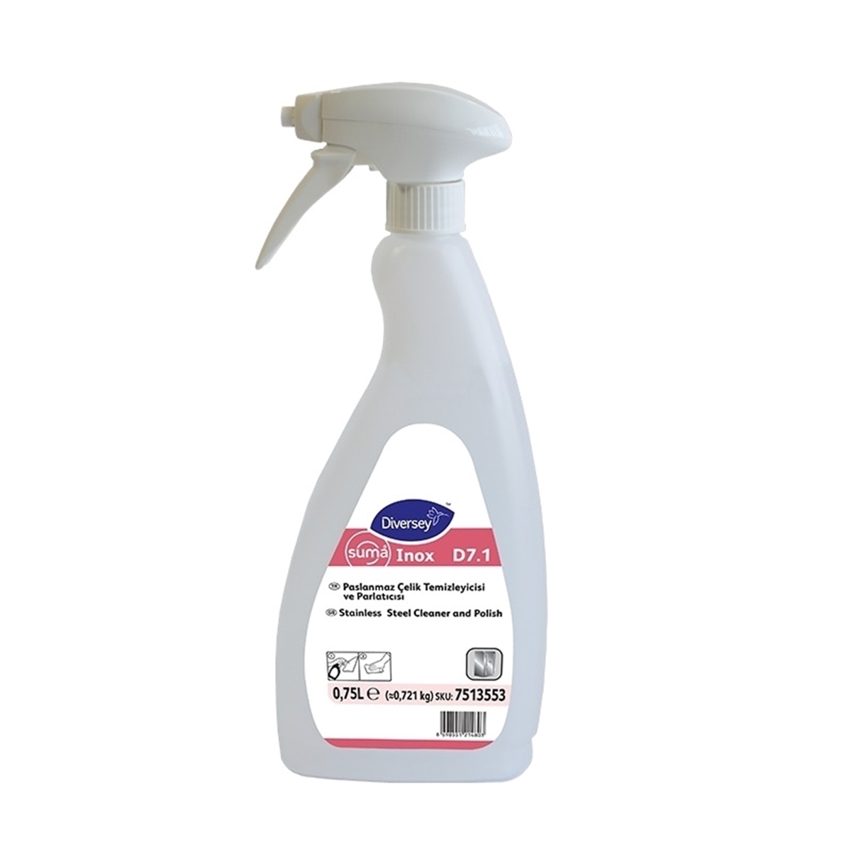 Diversey Suma Inox Classic D7.1 750 ml - Çelik Temizleyici ve Parlatıcı resmi