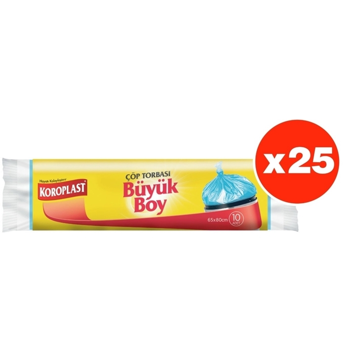 Koroplast Güçlü Büyük Çöp Torbası 65*80cm 10'lu 25 Rulo resmi