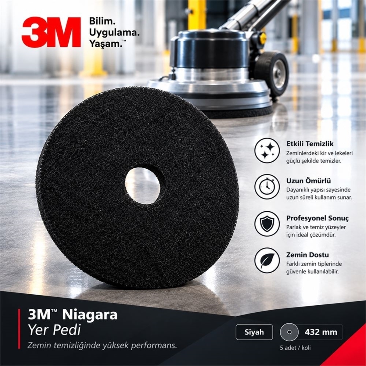 3M™ Niagara Yer Pedi Siyah 43 cm 5adet/koli resmi