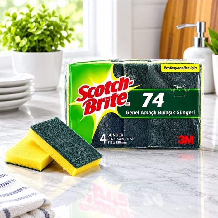 3M™ Scotch Brite™ 74 Genel Amaçlı Bulaşık Süngeri Yeşil 32 adet/koli resmi
