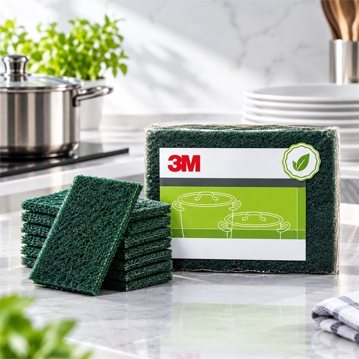 3M™ 64 Genel Amaçlı Ekonomik Bulaşık Süngeri Yeşil 96 adet/koli resmi